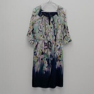 Elie Tahari Womens Floral Silk Blend Dress Size 10 Artsy Watercolor Fairy